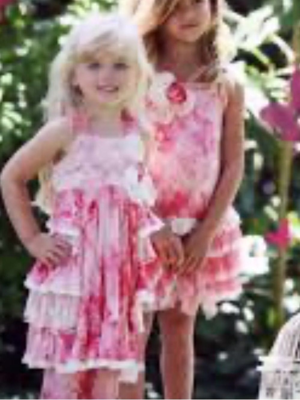 Isobella & Chloe dress pink tie-dye. Size 4 girls,  lace ruffle tiers soft dress